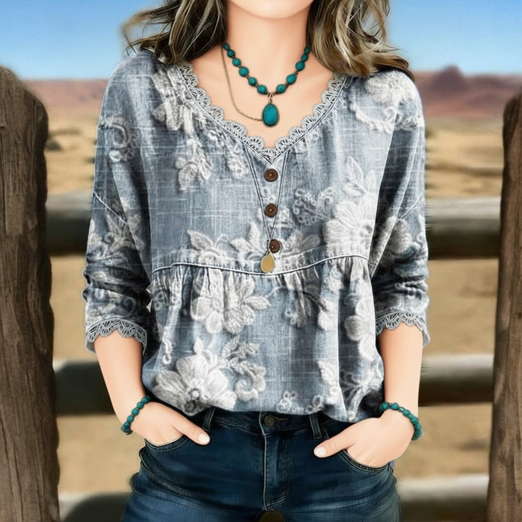 Blusa -vintage con estampado floral