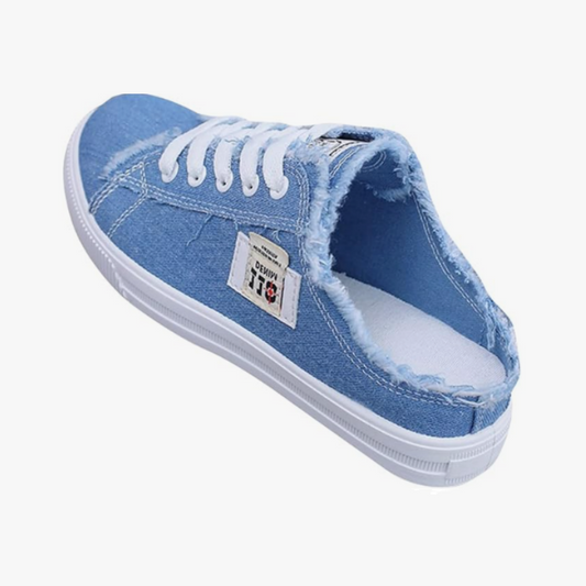 👟 ¡50 % DE DESCUENTO! 👖 Zapatillas tipo mule de denim para mujer: fáciles de poner, con suela cómoda y perfectas para un look veraniego desenfadado ☀️